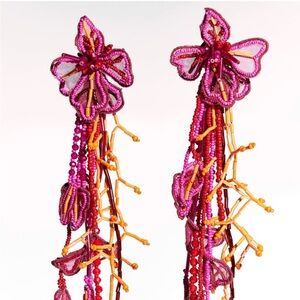 Zara Vibrant Pink and Orange Beaded earrings